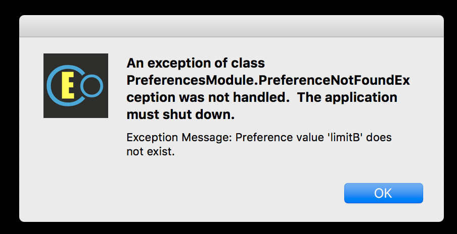 preference exception error