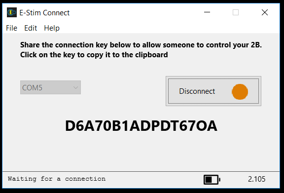 E-Stim Connect connected to Server